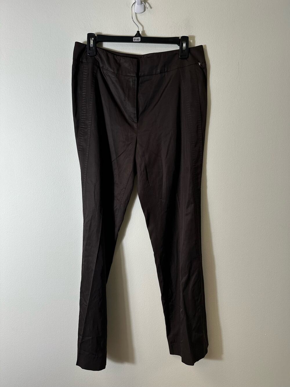 Adrienne Vittadini Brown Satin Straight Leg Dress Pants Sz 8